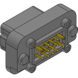 AT15-1612PB-BMXX - 13 Position Receptacle, Pin, Gold/Tin contact plating, PCB, Straight Flange Mount