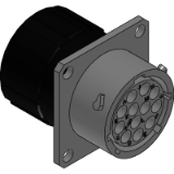 RT001412SNHECR - ECOMATE, Receptacle, Square Flange, 12 Position, Female, Shell Size 14, and End Cap with Individual Reduced Diameter Wire Sealing, Range 14-24AWG